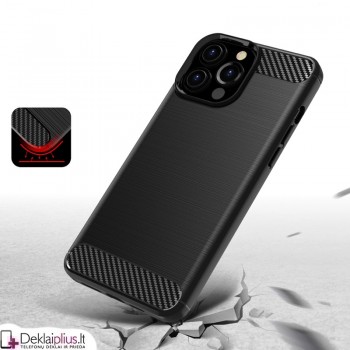 Carbon guminis dėklas - juodas (telefonui Apple Iphone 13 Pro Max)